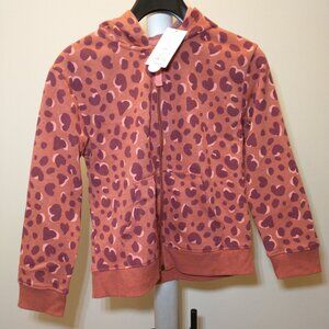 Cat & Jack Girls M(8) Leopard Print Full Zip Hoodie Sweatshirt Orange/Maroon